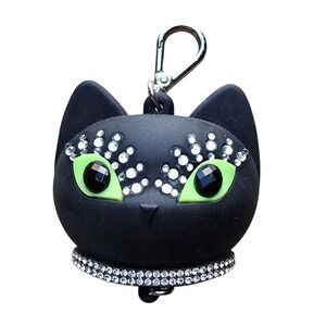 Bath & Body Works Spooky Glam Black Cat Pocketbac Sanitizer Holder Glow In Dark